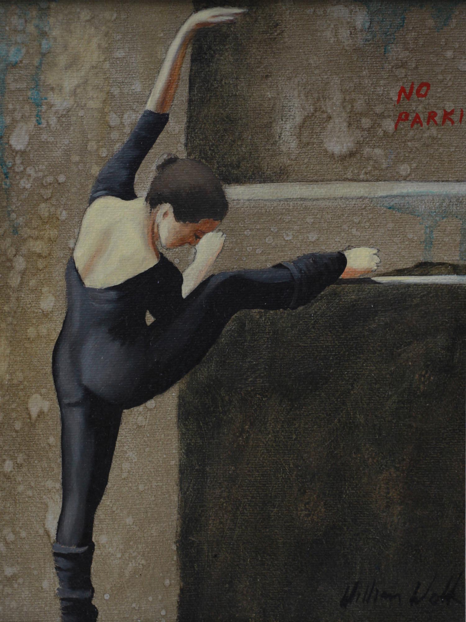 AMERICAN OIL PAINTING BALLERINA BY WILLIAM WOLK PIC-1